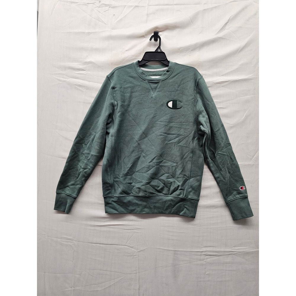 Champion Mens Pullover Sweatshirt Green Cotton Blend Casual Size Small